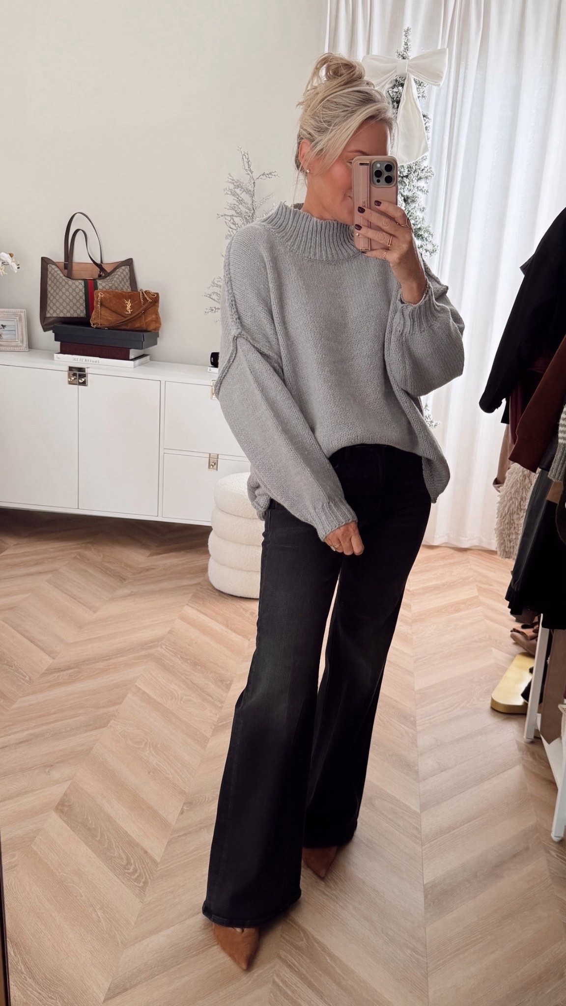 30% off my sweater from Amazon and comes in several colors! Earn a $50-$1250 gift card on my jeans using code: GC4YOU 

Sweater, small.
Jeans and heels, TTS. 

Sweater. Cardigan. Jeans. Heels. Holiday outfit. 

#LTKCyberWeek 

#LTKHoliday #LTKSeasonal