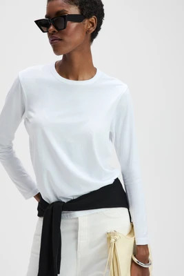 The Long Sleeve Perfect Tee in White | Sold Out NYC