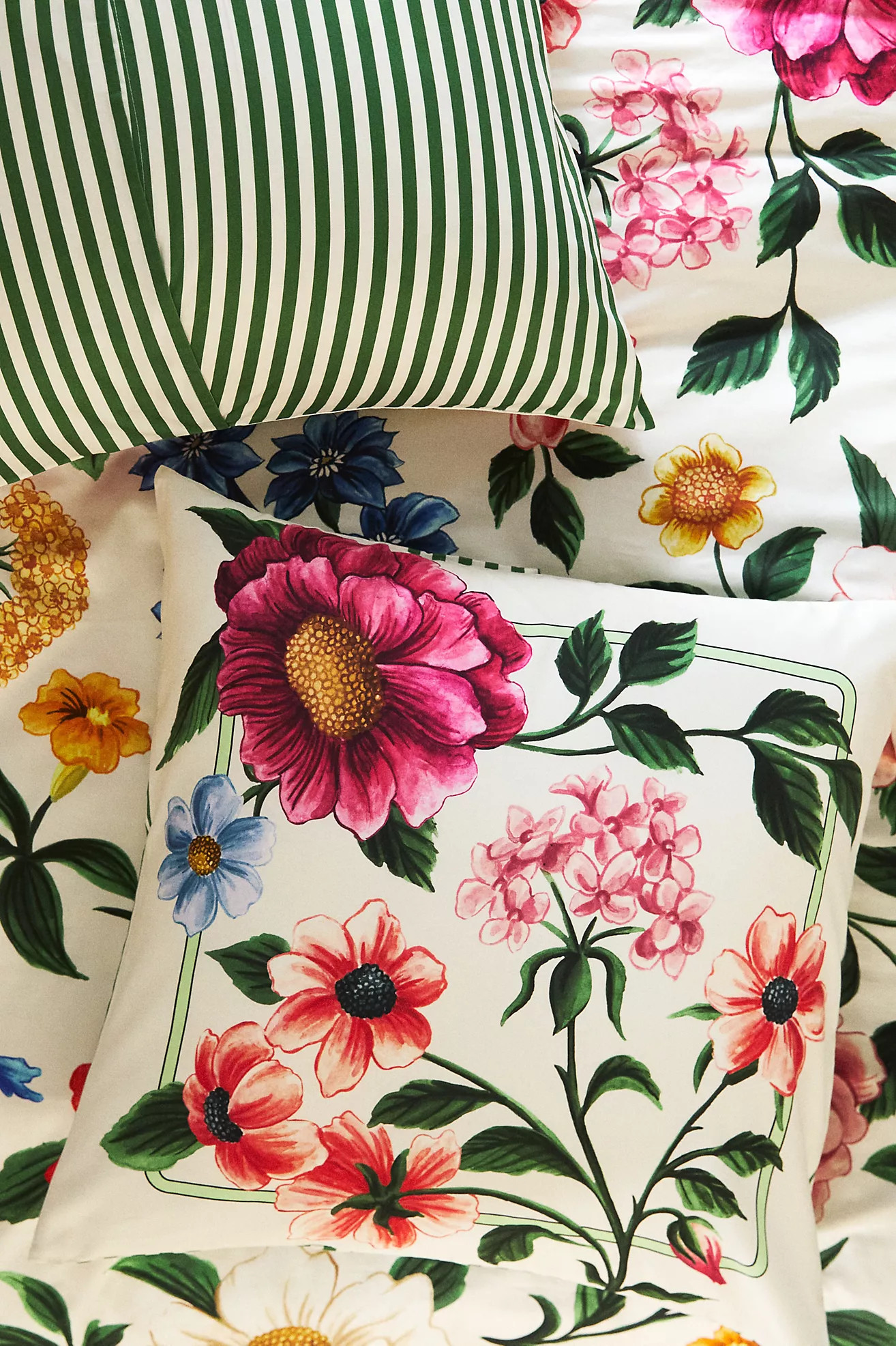 Maeve by Anthropologie Emily Organic Cotton Sateen Reversible Floral Printed Euro Sham | Anthropologie (US)