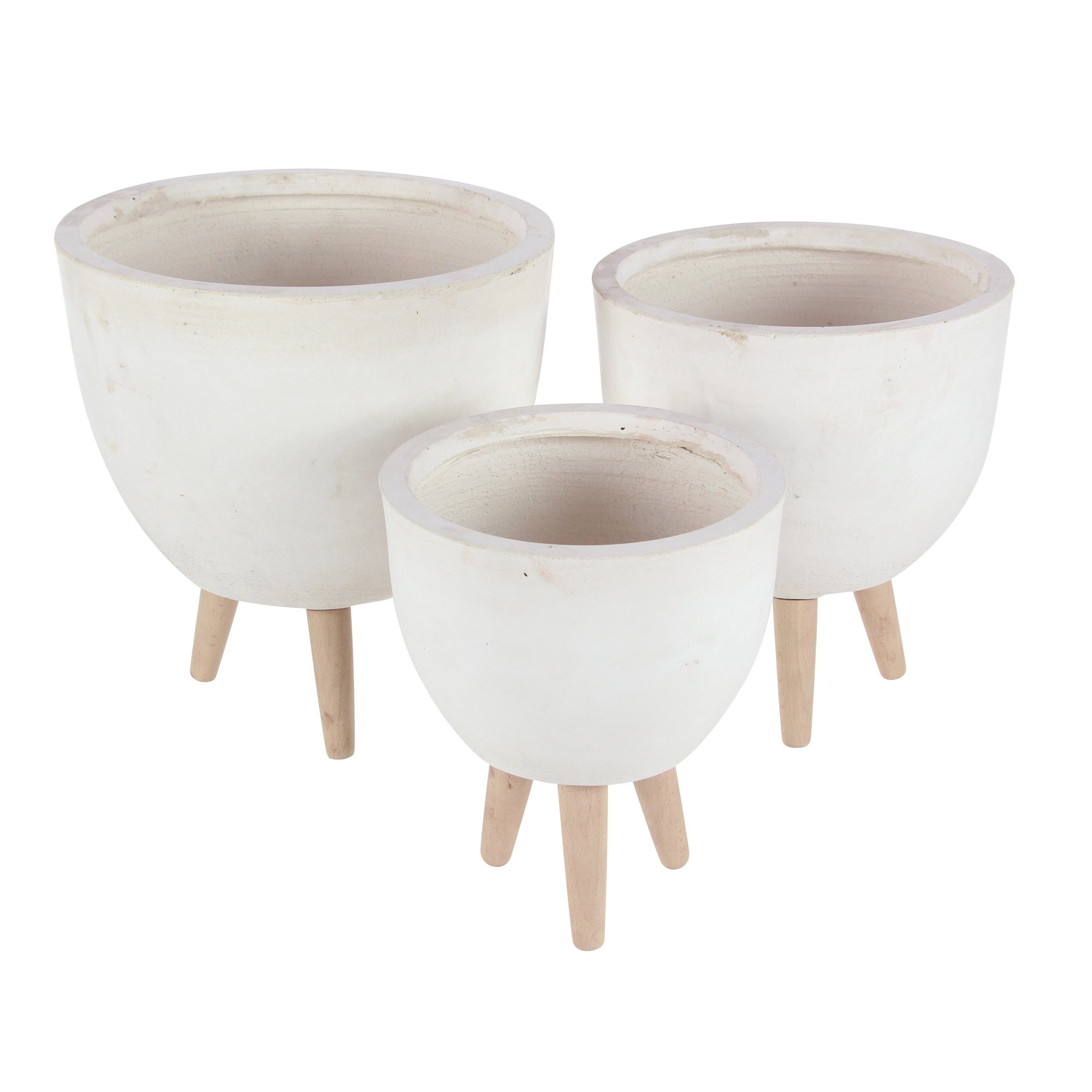 DecMode Fiber Clay Contemporary Planter, White, Set of 3 | Walmart (US)