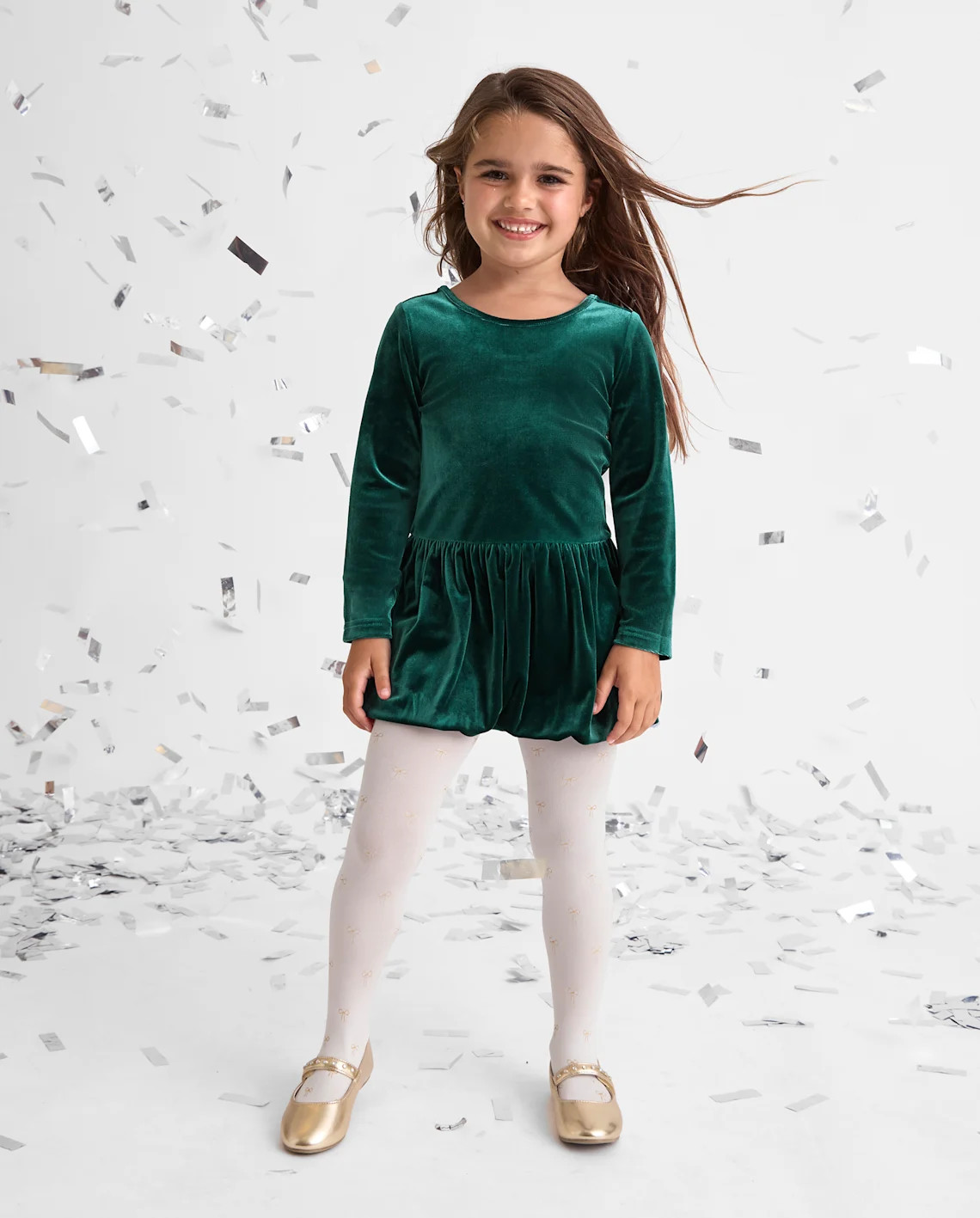 Baby And Toddler Girls Velour Bubble Dress - green | The Children's Place