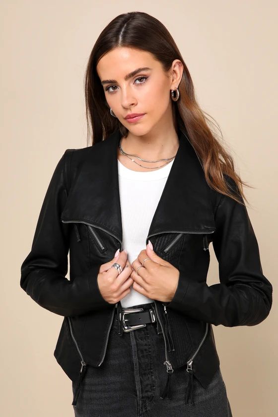 Up on a Tuesday Black Vegan Leather Jacket | Lulus