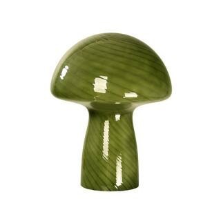 9 in. Green Mushroom Bedside Table Lamp Translucent With Vintage Style Striped | The Home Depot