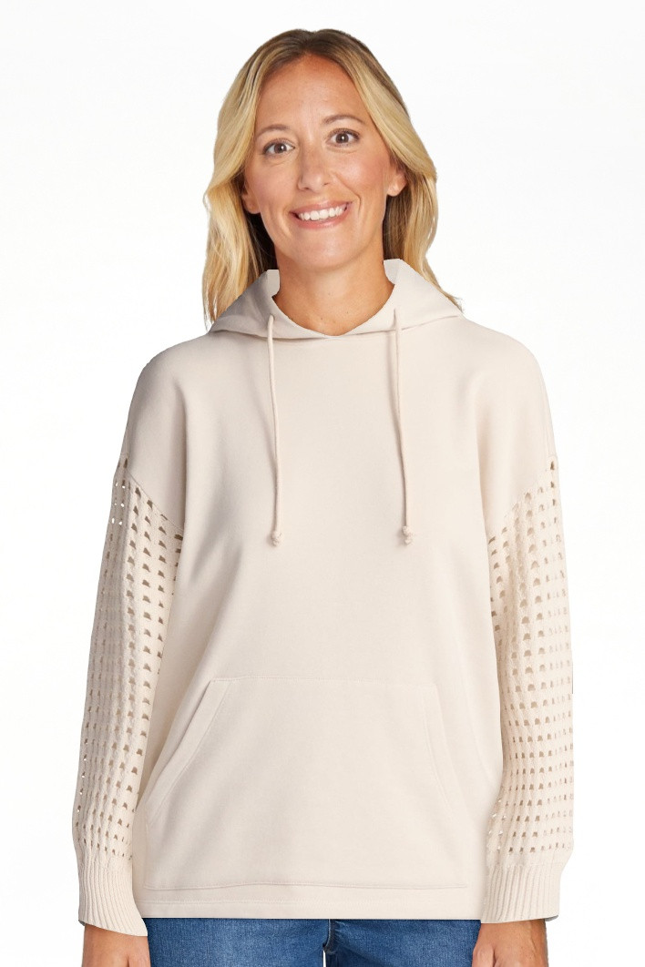 Time and Tru Women's and Women's Plus Fleece Hoodie with Crochet Long Sleeves, Sizes XS-4X | Walmart (US)