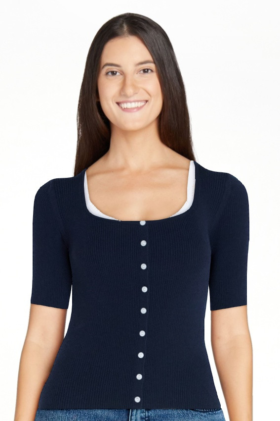 Scoop Women's Square Neckline Cardigan Sweater with Short Sleeves, Lightweight, Sizes XS-XXL | Walmart (US)
