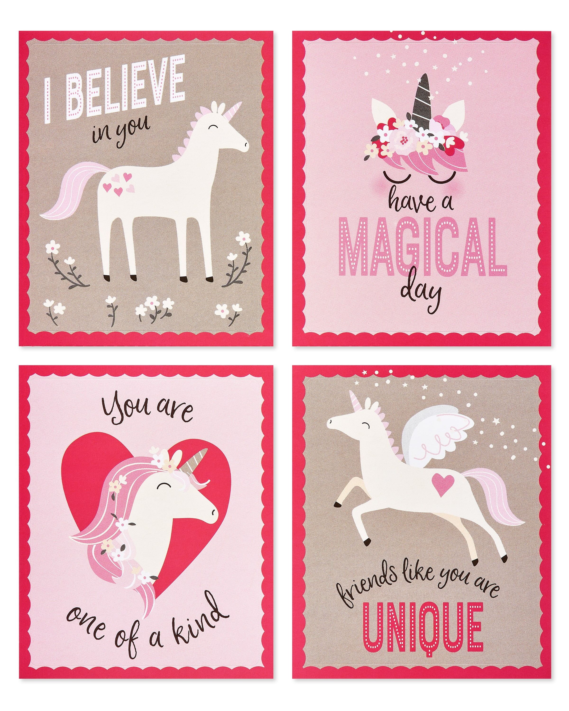 American Greetings 40-Count Valentine's Day Cards for Kids with Stickers, Unicorns - Walmart.com | Walmart (US)