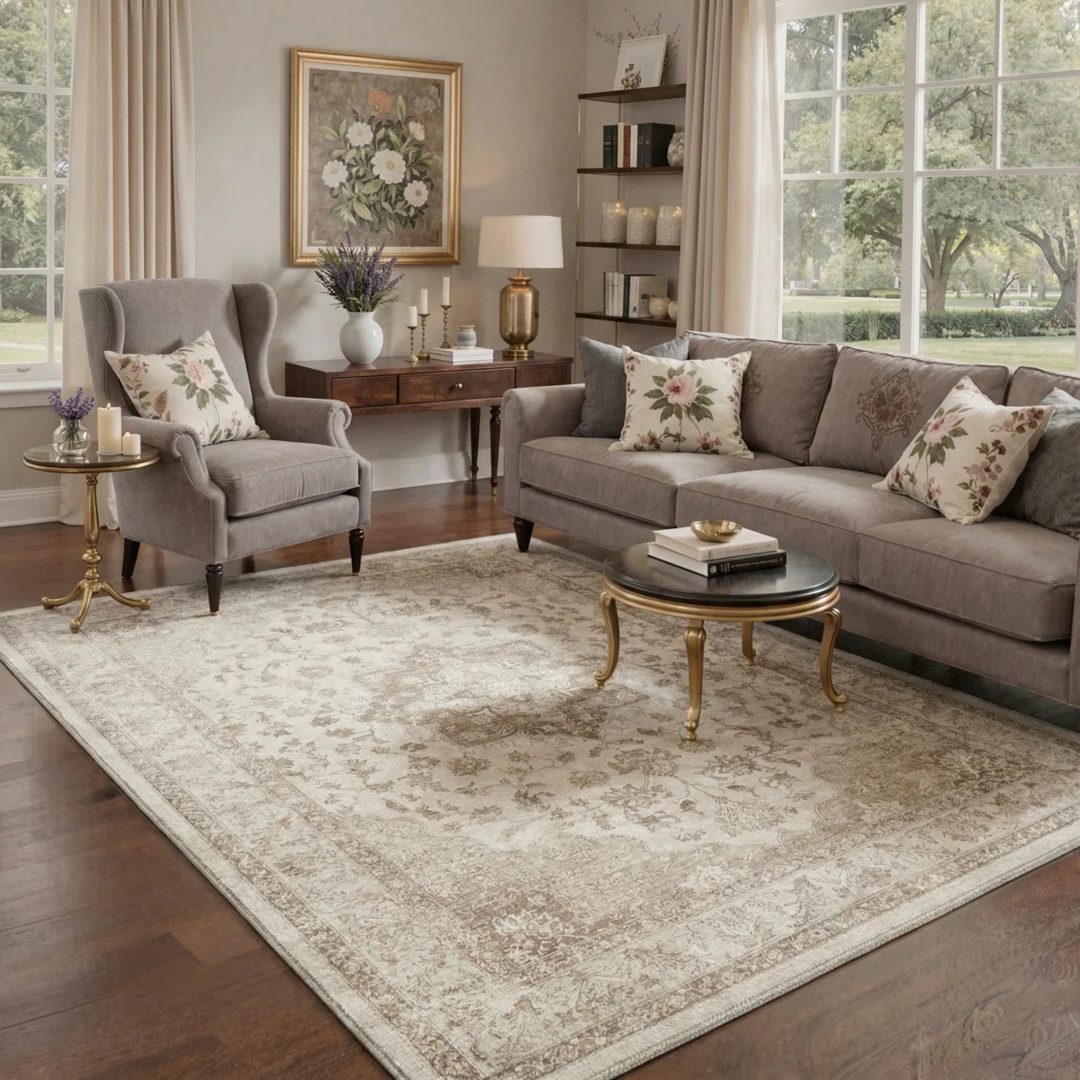 Vilve Vintage Oriental Persian Machine Washable Beige/Tan/Light Brown Indoor Area Rug With Non-Sl... | Wayfair North America