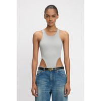 Victoria Beckham High Leg Bodysuit In Grey Marl - L - Womens | Victoria Beckham US