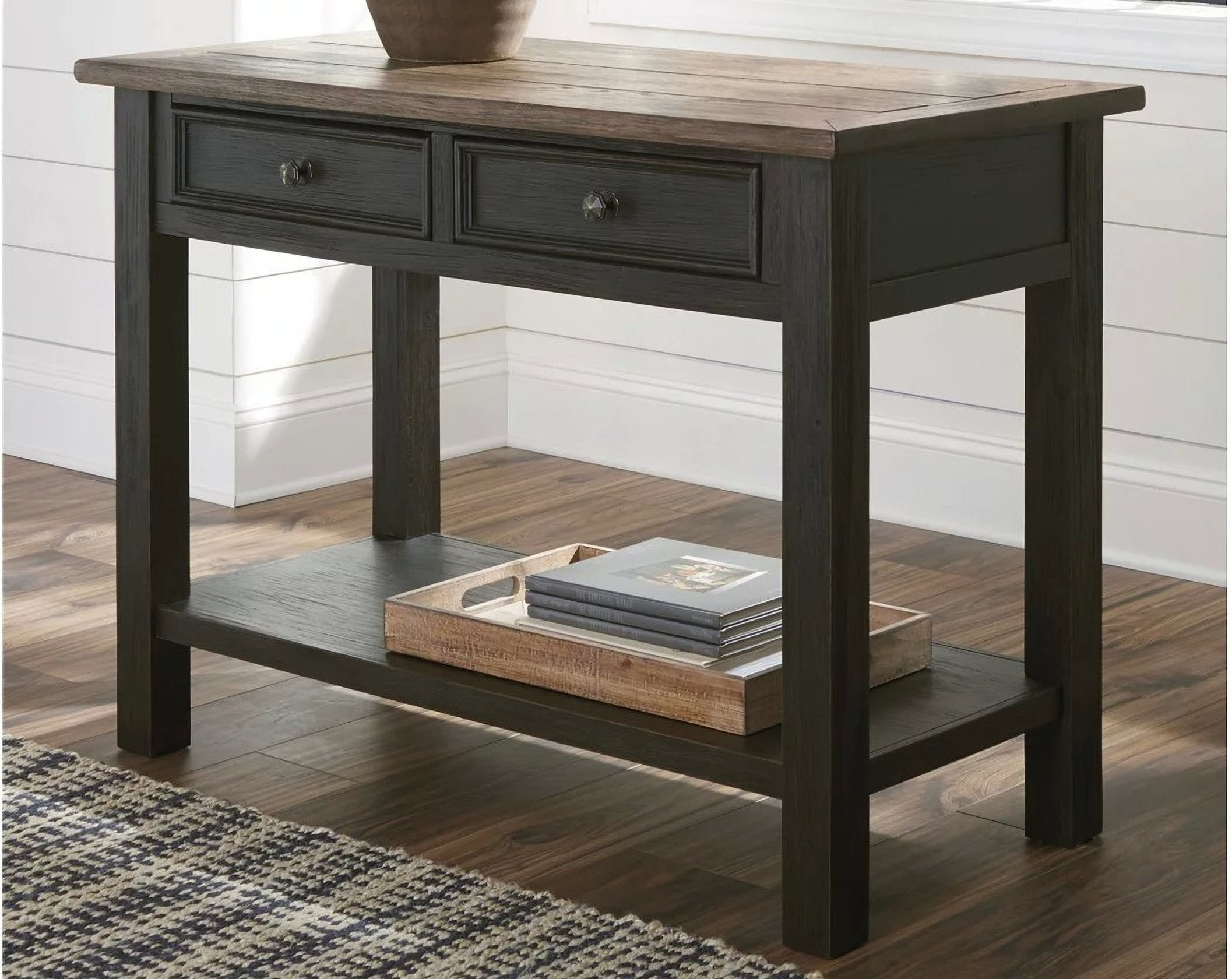Tyler Creek Brown and Black Sofa Table | 1stopbedrooms