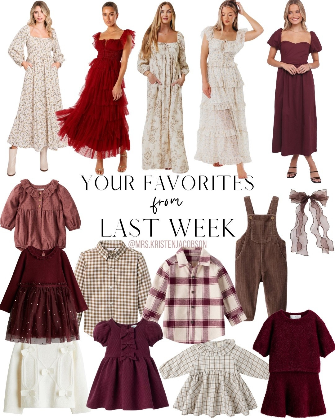 Your favorites from last week 🤍 family outfits, family photo outfits, family picture outfits, thanksgiving outfit, fall outfit, holiday outfit, fall dress, toddler dress, girl dress, boy shirt, burgundy dress

#familyoutfits #familypictureoutfits #familyphotooutfits #falldress #thanksgivingoutfit #falloutfit #holidayoutfit #burgundydress 

#LTKHoliday #LTKKids #LTKFamily