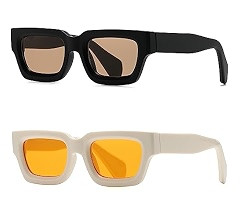 Thick Rectangle Sunglasses for Women Men Fashion Chunky Square Sunnies 90s Retro Shades Small Fac... | Amazon (US)