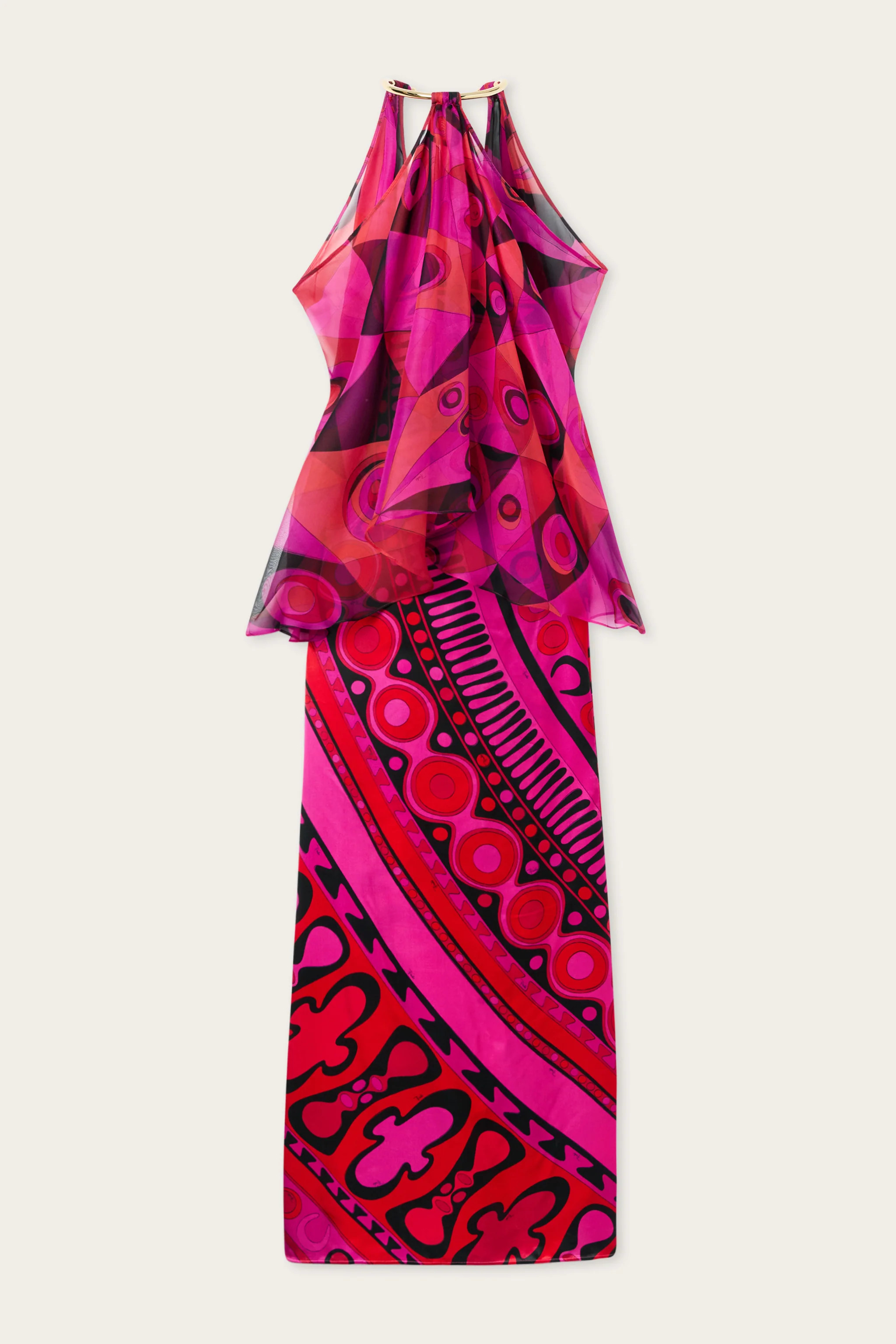 Occhi Print Satin and Chiffon Dress | Shop.app