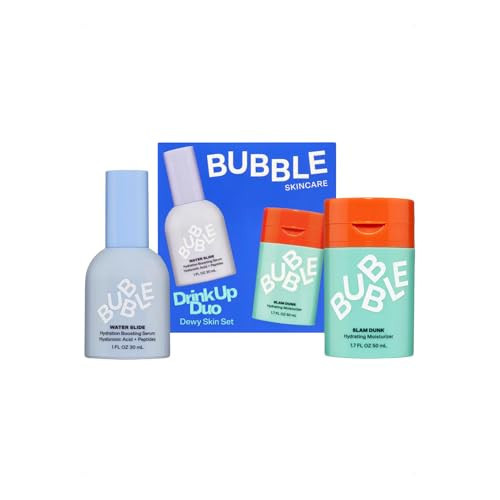 Bubble Skincare Drink Up Duo Dewy Skin Care Set - Travel Size Gift Set Includes Water Slide Hyaluronic Acid Serum & Slam Dunk Face Moisturizer - Promotes Healthy, Hydrated Skin (2 Count) | Amazon (US)