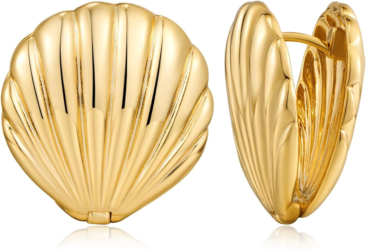 LILIE&WHITE Gold Shell Stud Earrings for Women Ocean Earrings Beach Earrings Hypoallergenic Earri... | Amazon (US)