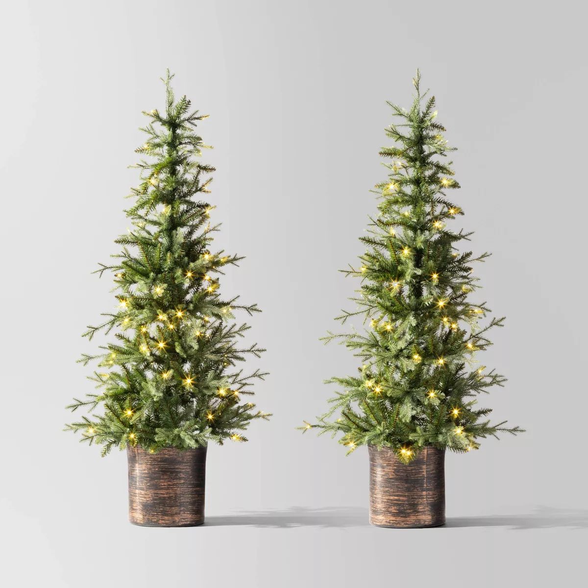 2pc 5' Pre-lit Potted Balsam Fir Artificial Christmas Tree Set Warm White LED Lights - Wondershop... | Target