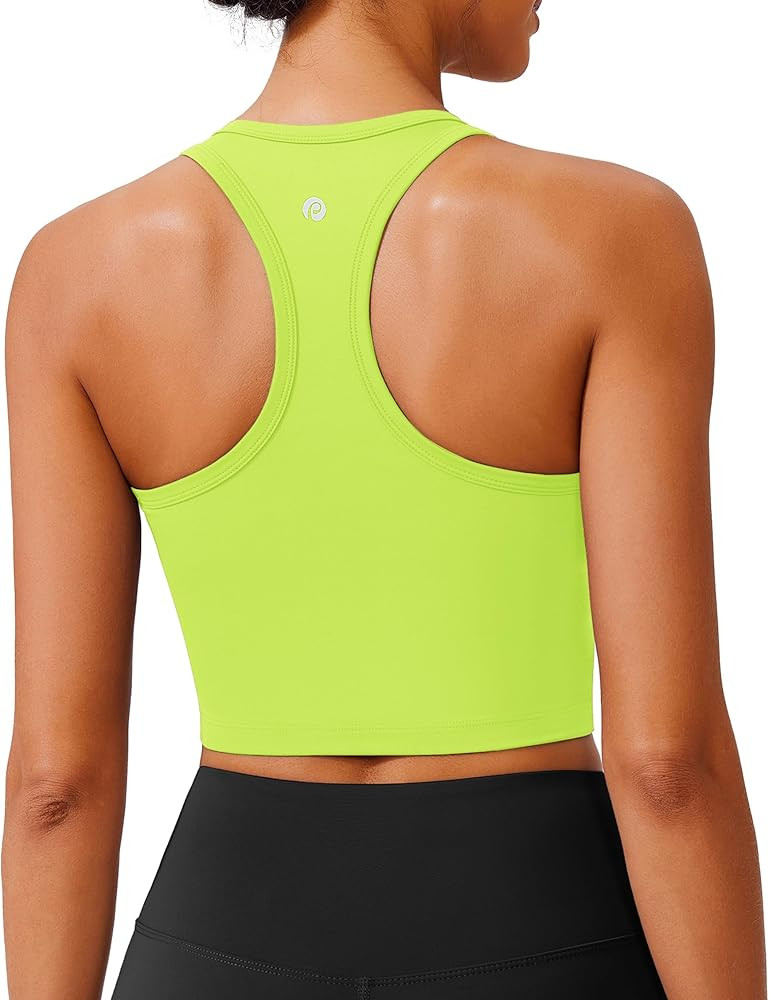 PINSPARK Sports Bra Longline Racerback Tank Tops for Women Padded Workout Yoga Top | Amazon (US)