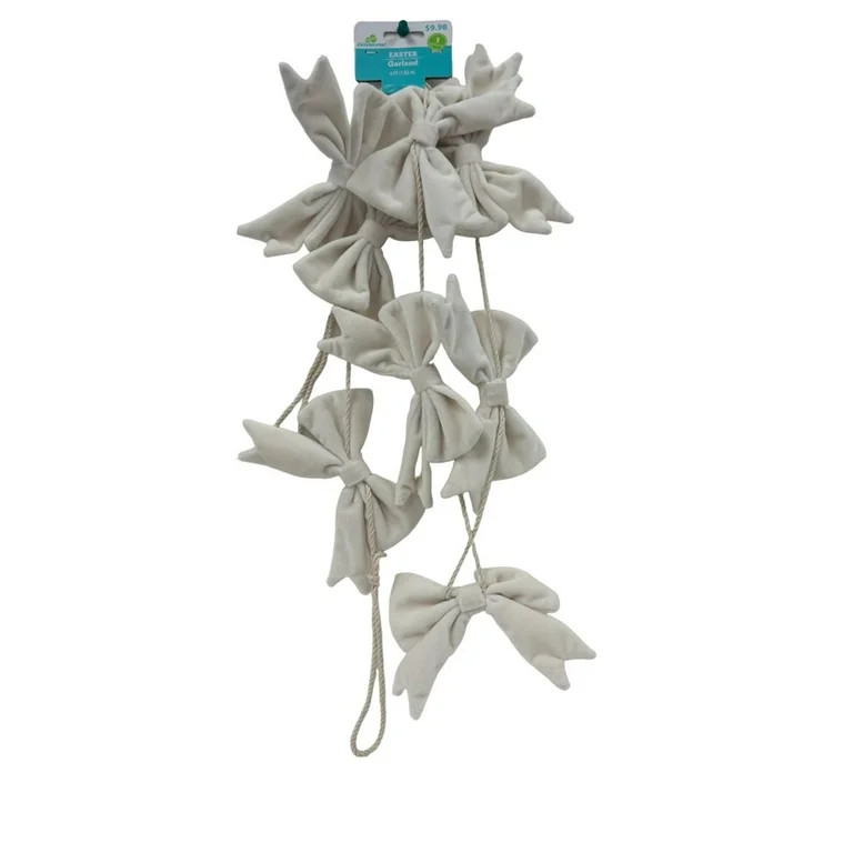 Easter White Fabric Bow Garland, 72 in, by Way To Celebrate - Walmart.com | Walmart (US)