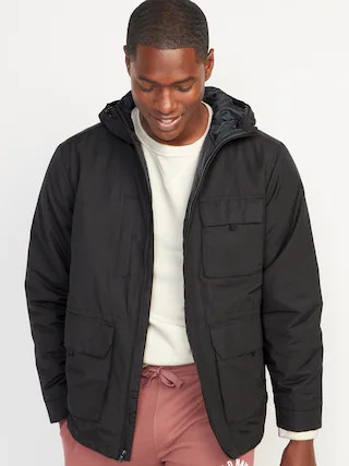 Water-Resistant Hooded Utility-Pocket Jacket for Men | Old Navy (CA)