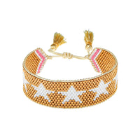 Gold with White Stars Beaded Bracelet | HART