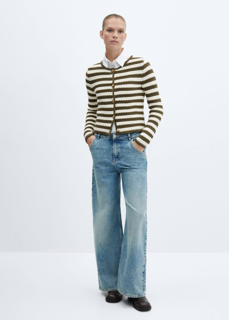 striped cardigan with jewel buttons -  Women | Mango USA | MANGO (US)