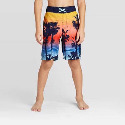 Boys' Photo Palm Sunset Print Swim Trunks - Cat & Jack™ | Target