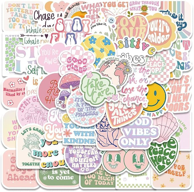 Pink Inspirational Stickers, Preppy Motivational Stickers, 50Pcs Aesthetic Encouragement Stickers... | Amazon (US)