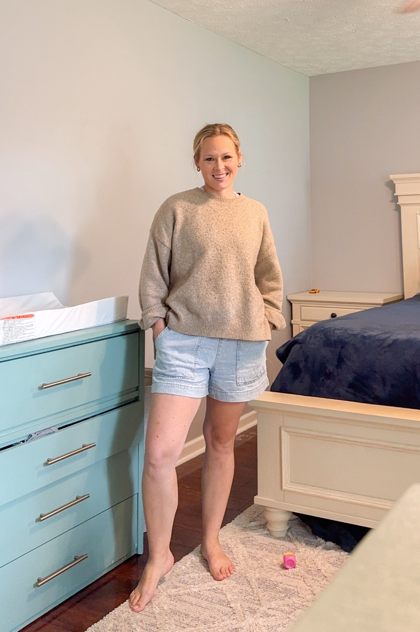 This has simply become my favorite spring outfit! Shorts and a comfy sweater! I am wearing a large in the shorts. I’ve linked the other colors in these shorts too!

#LTKootd #LTKgrwm #LTKMidsize