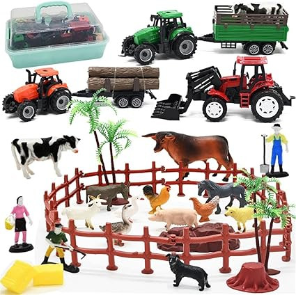 Amazon.com: Farm Animals Figures Playset, 40 Pcs Farm Toy Tractor with Plastic Farm Animals Figur... | Amazon (US)