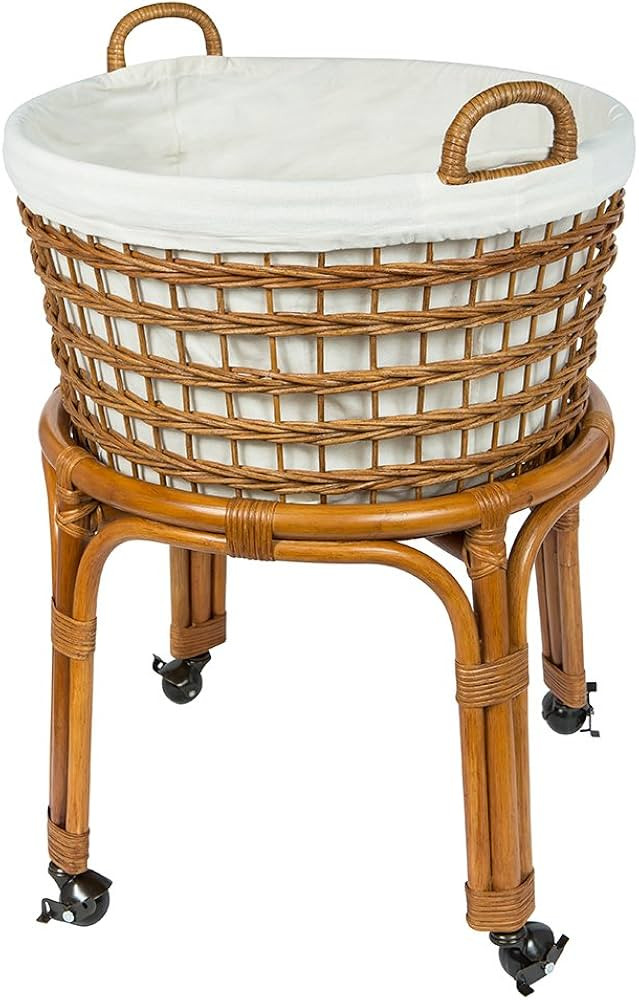KOUBOO 1030080 Rolling Wicker Laundry Basket and Hamper with Cotton Liner, Stand and Caster Wheel... | Amazon (US)