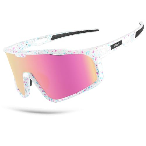 Ukoly Cycling Glasses Running Baseball Fishing Golf Sunglasses For Men Women,Sports Sunglasses HD Lens UV400coating 620 Pink | Amazon (US)