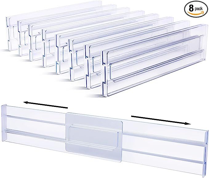 Drawer Dividers Organizers 8PCS with Adhesive Stickers, Vtopmart Adjustable H3.2" Expandable from... | Amazon (US)