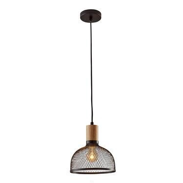 Clint Small Black Mesh And Wood Pendant Lamp | World Market
