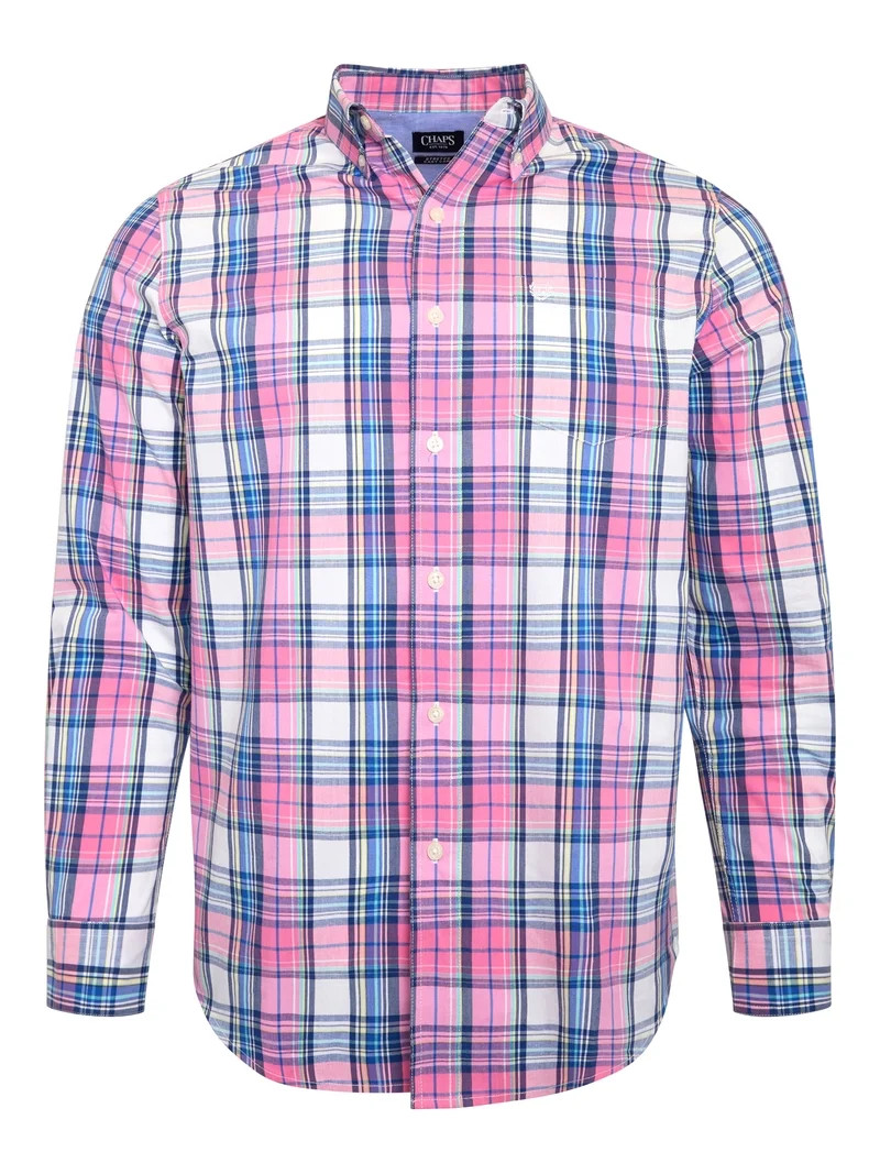 Chaps Men's & Big Men's Long Sleeve Easy Care Stretch Poplin Shirt, Sizes S-3XL | Walmart (US)