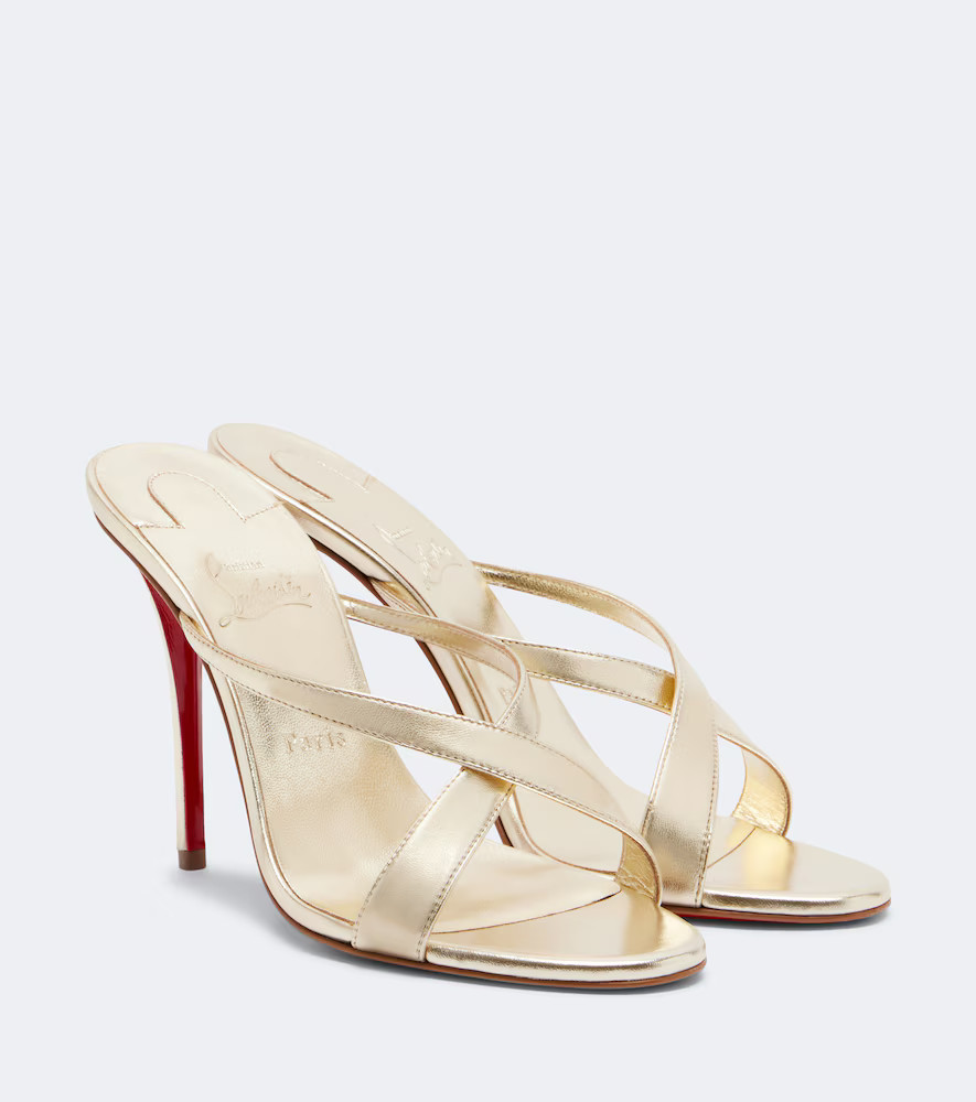 Christian Louboutin Mulazee Cross metallic leather sandals | Mytheresa (US/CA)