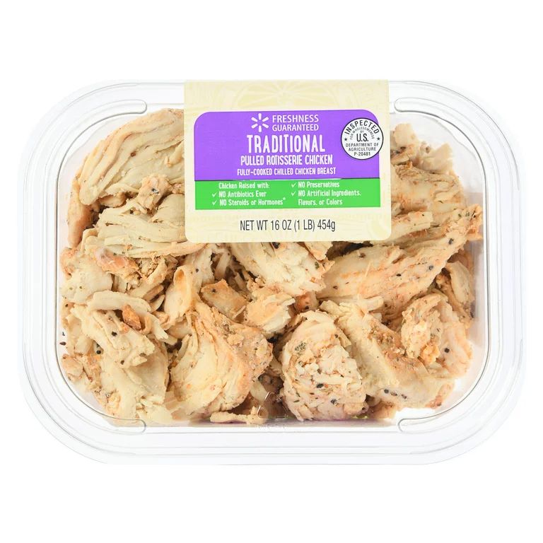 Freshness Guaranteed Fully Cooked Traditional Pulled Rotisserie Chicken, 16 oz | Walmart (US)