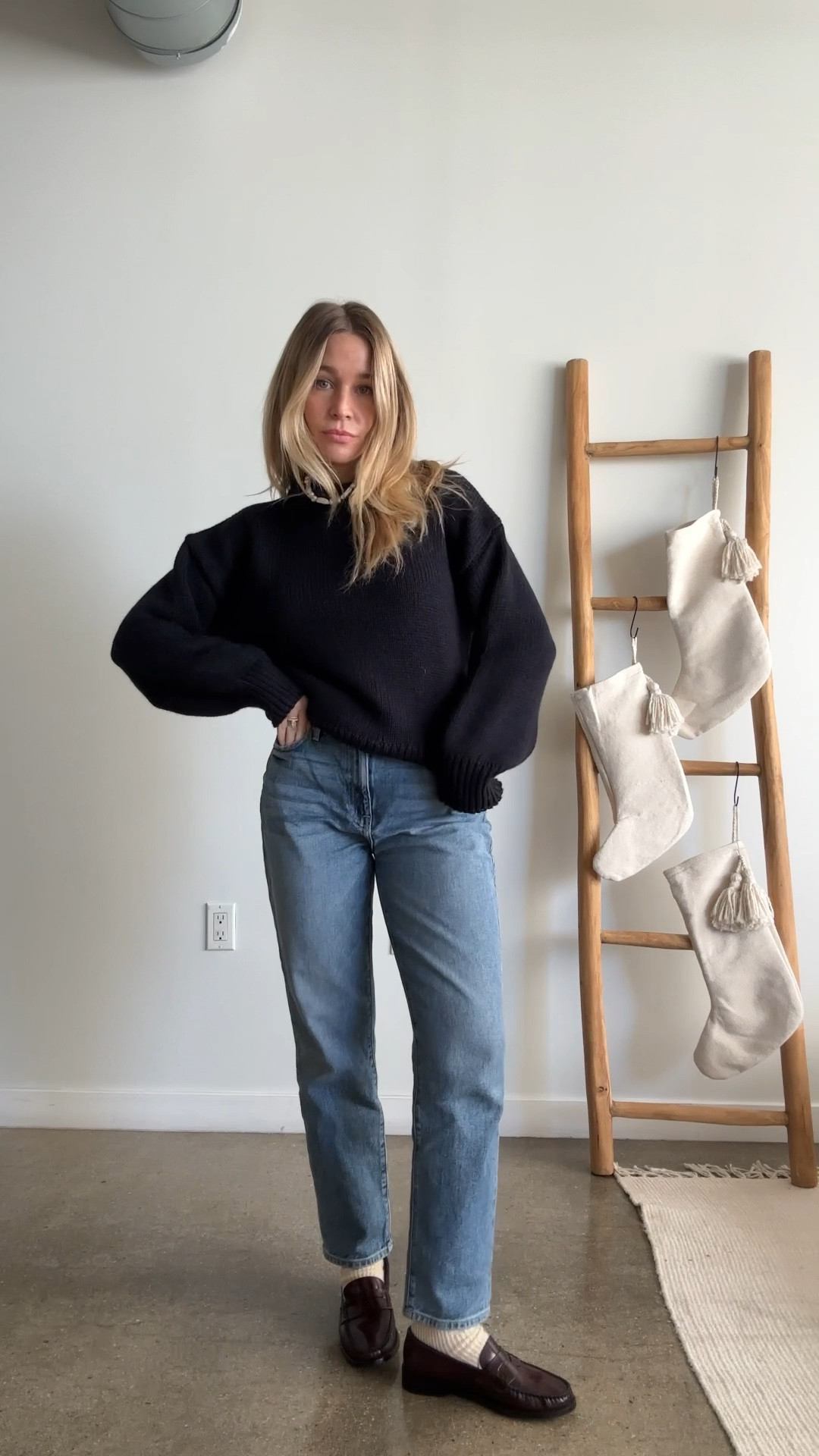 Favorite new navy knit sweater, wearing size medium. Loafers are true to size. 

#LTKVideo #LTKitbag #LTKshoecrush