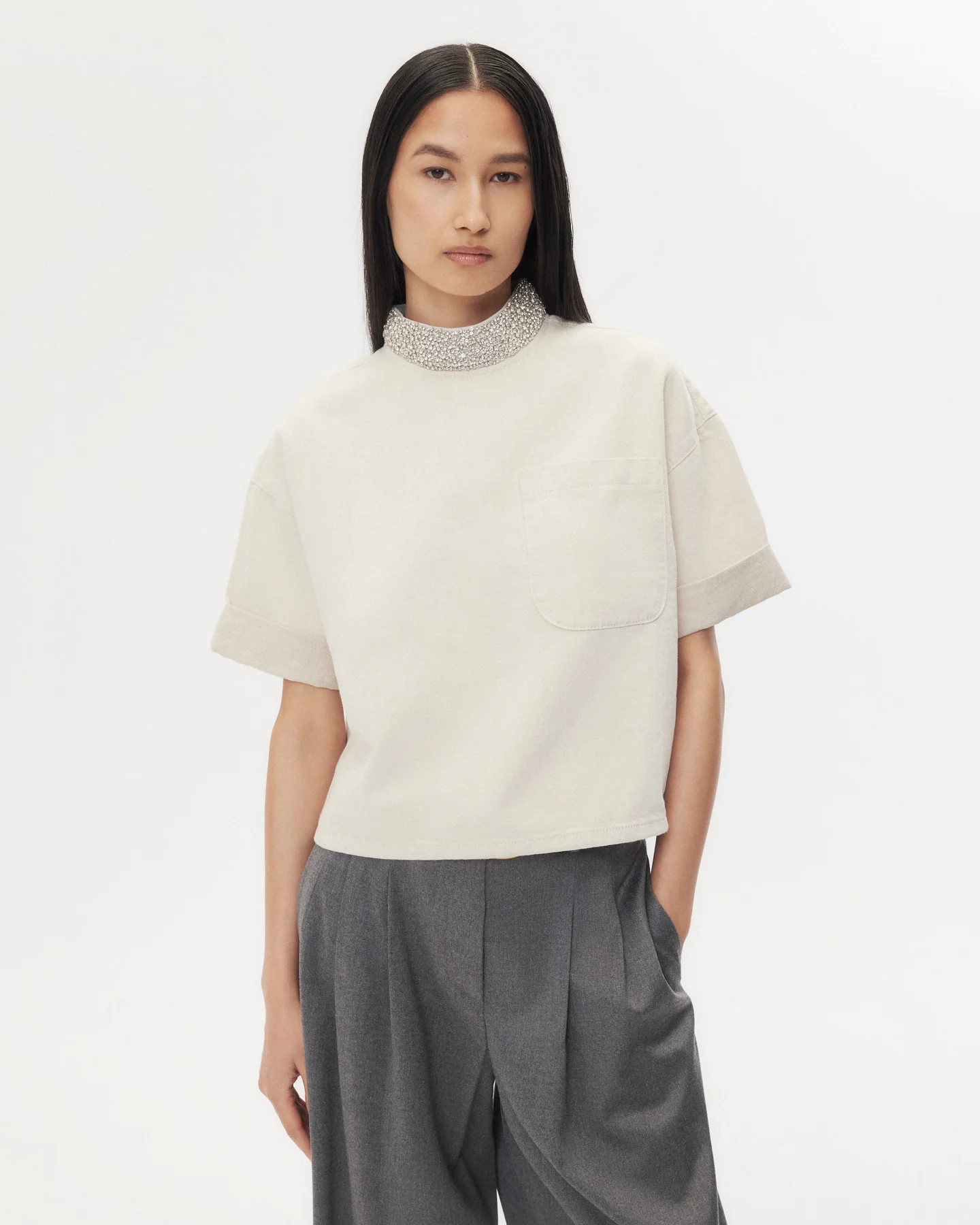 Ex T With Crystal Collar in Japanese Denim | TWP