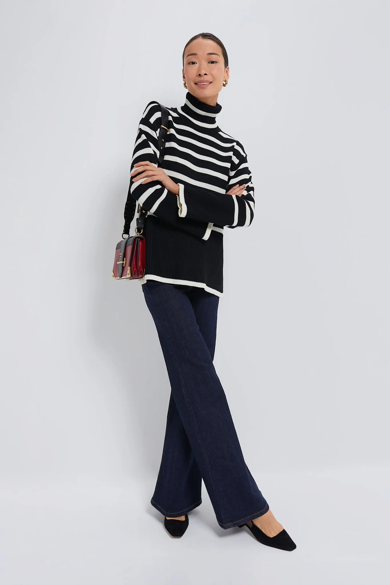 Black Striped Turtleneck Sweater | Tuckernuck (US)