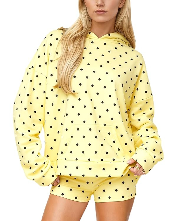 Women Polka Dot Hoodie Oversized Fleece Sweatshirt Cute Vintage Cozy Fall Winter Pullover Graphic... | Amazon (US)