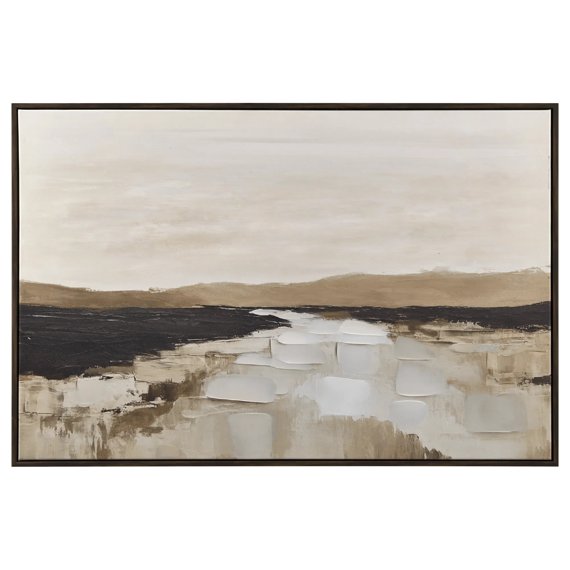 Bouclair Beige Neutral River Landscape Framed Art 36 X 24 in (91.4 X 61 cm) | Walmart (CA)