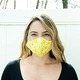 Yellow Floral Cotton Cloth Reusable Adult Face Mask,Flower Washable Face Mask, Breathable Reversible | Amazon (US)