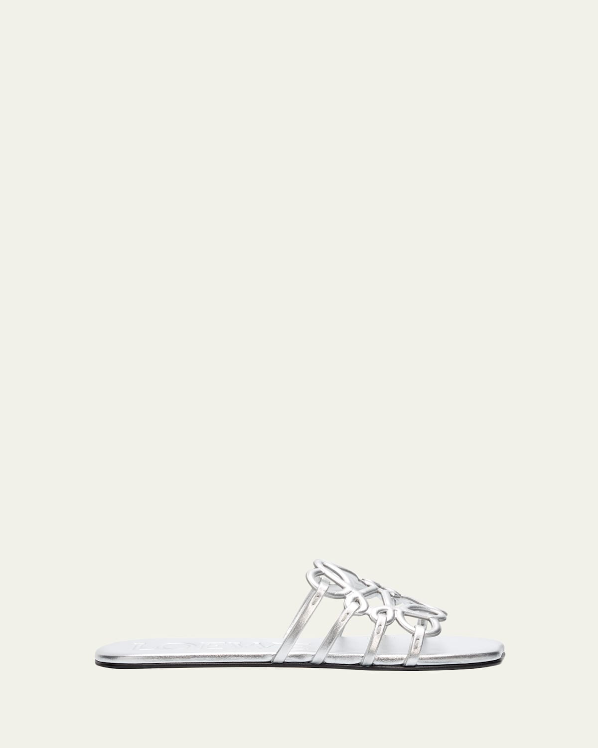 Petal Anagram Metallic Leather Slide Sandals | Bergdorf Goodman