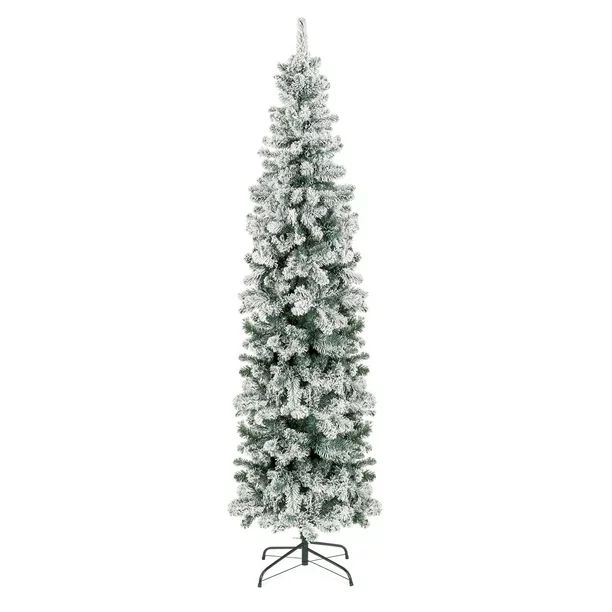 Best Choice Products Snow Flocked White Unlit Pencil Christmas Tree, with Metal Stand 7.5' - Walm... | Walmart (US)