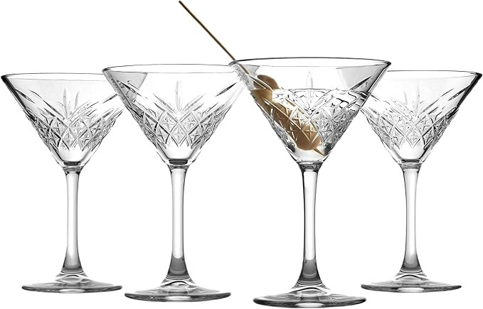Pasabahce Premium Stemmed Martini Glasses Set of 4, Crystal Design Cocktail Cups 7.8 Oz , Vintage... | Amazon (US)
