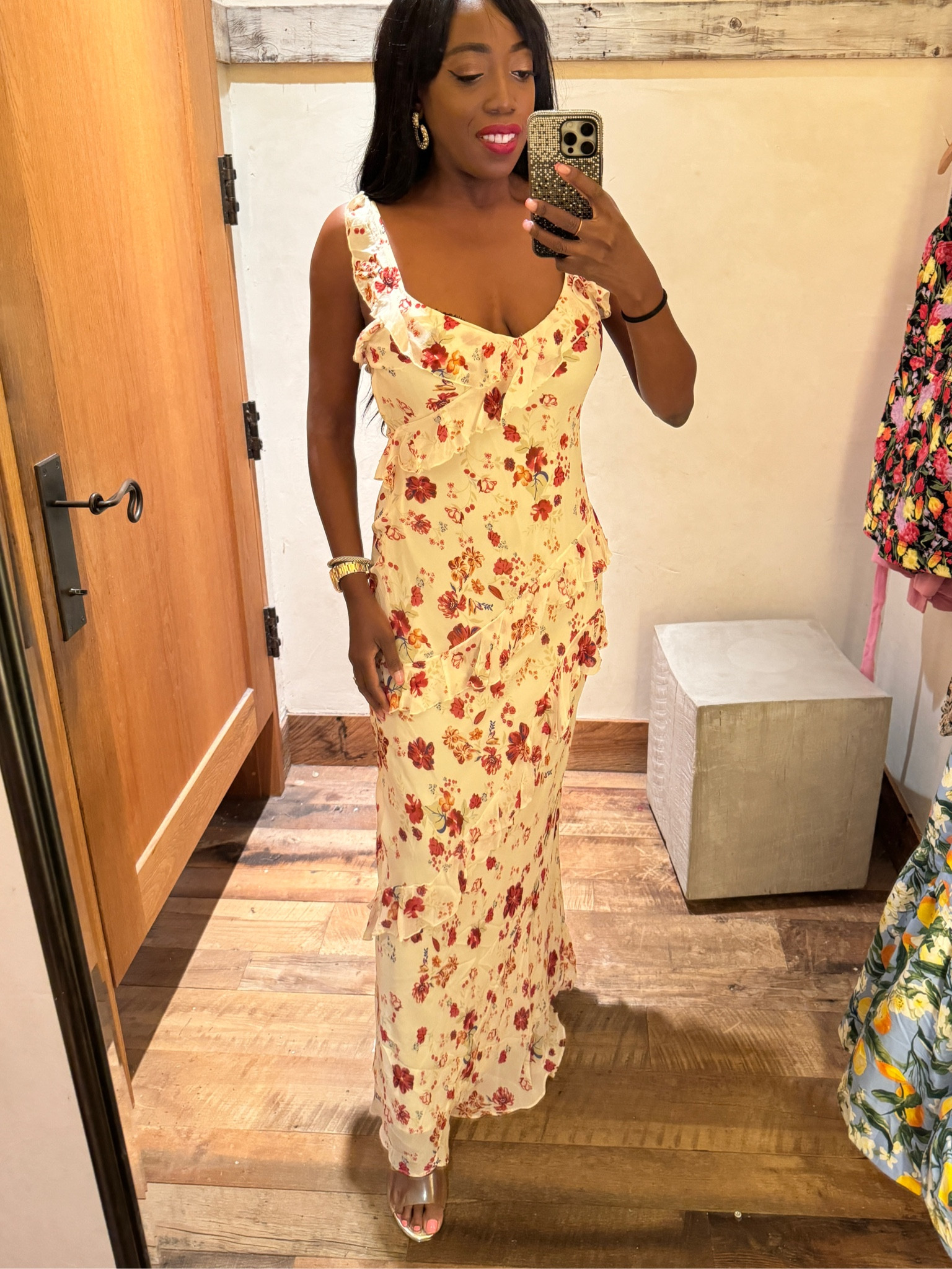 let me be sleeveless ruffle maxi dress Anthropologie Let Me Be Sleeveless Ruffle Maxi Dress Size 14P MSRP$178.09