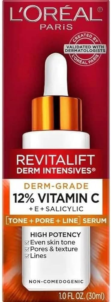 L'Oreal Paris Revitalift Derm Intensives Derm Grade 12% Vitamin C + E + Salicylic Serum, 1.0 Fl. ... | Amazon (US)