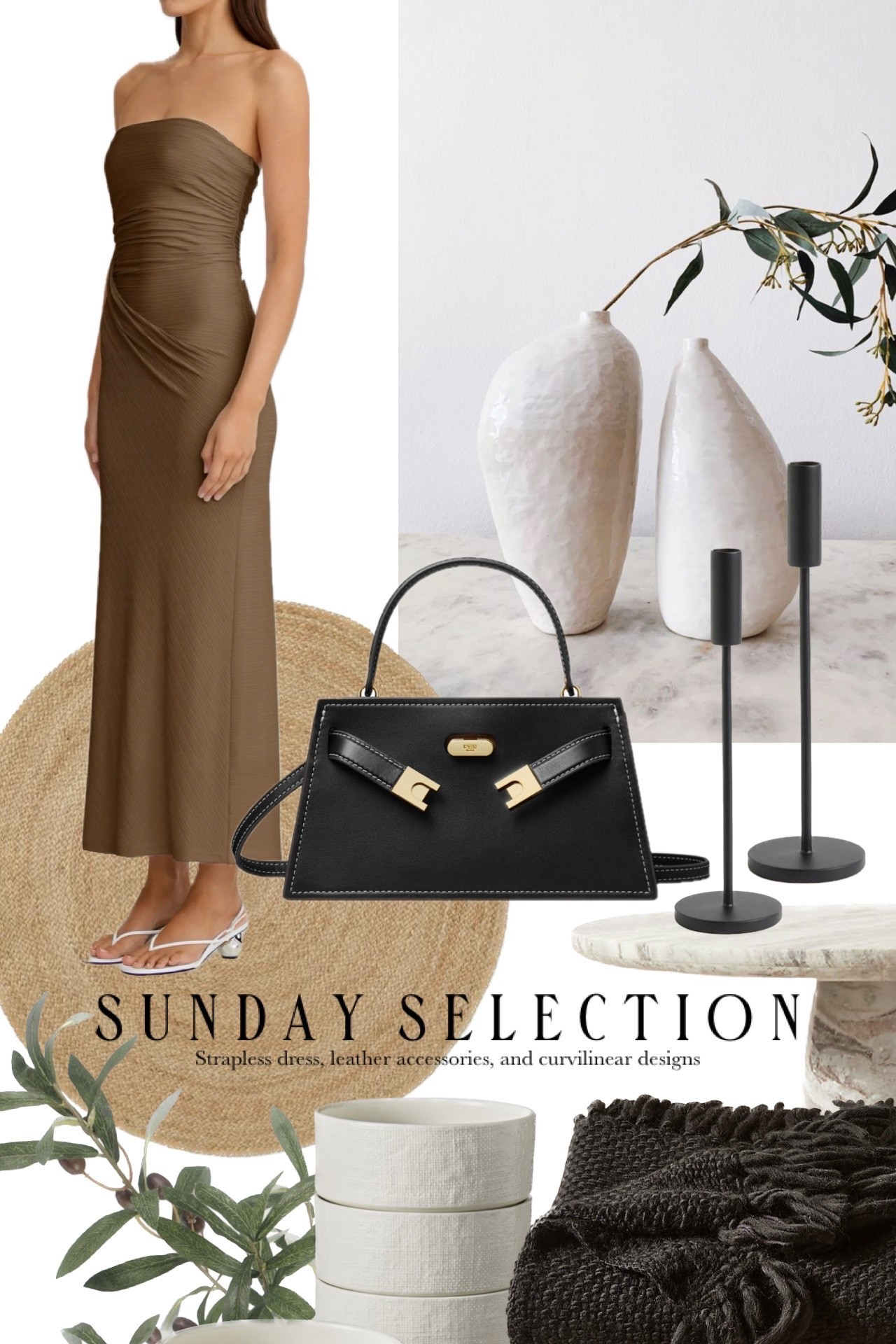 Sunday Selection 

#bag #sandals #candleholder #blanket #table decor interior design 

#LTKootd #LTKHome #LTKOver40