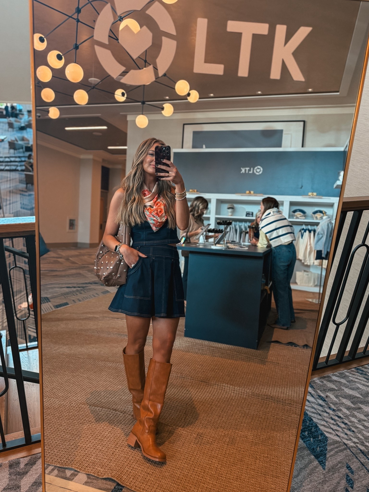 LTK con day two outfit the cutest denim set from anthro! My boots and bag are Amazon! 

Wearing true to size small in the set and sized up a half in the boots 

#LTKCon #LTKSeasonal #LTKTall