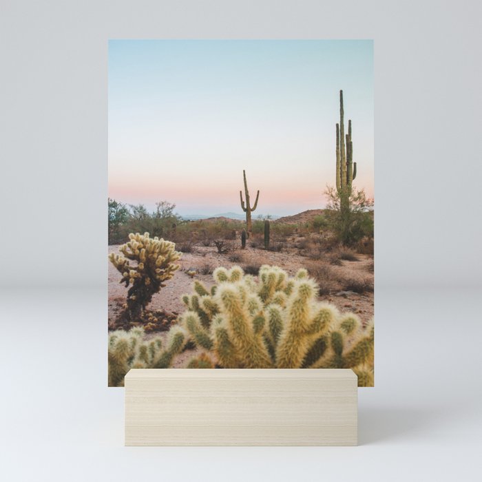 Arizona Cactus Sunset Mini Art Print | Society6