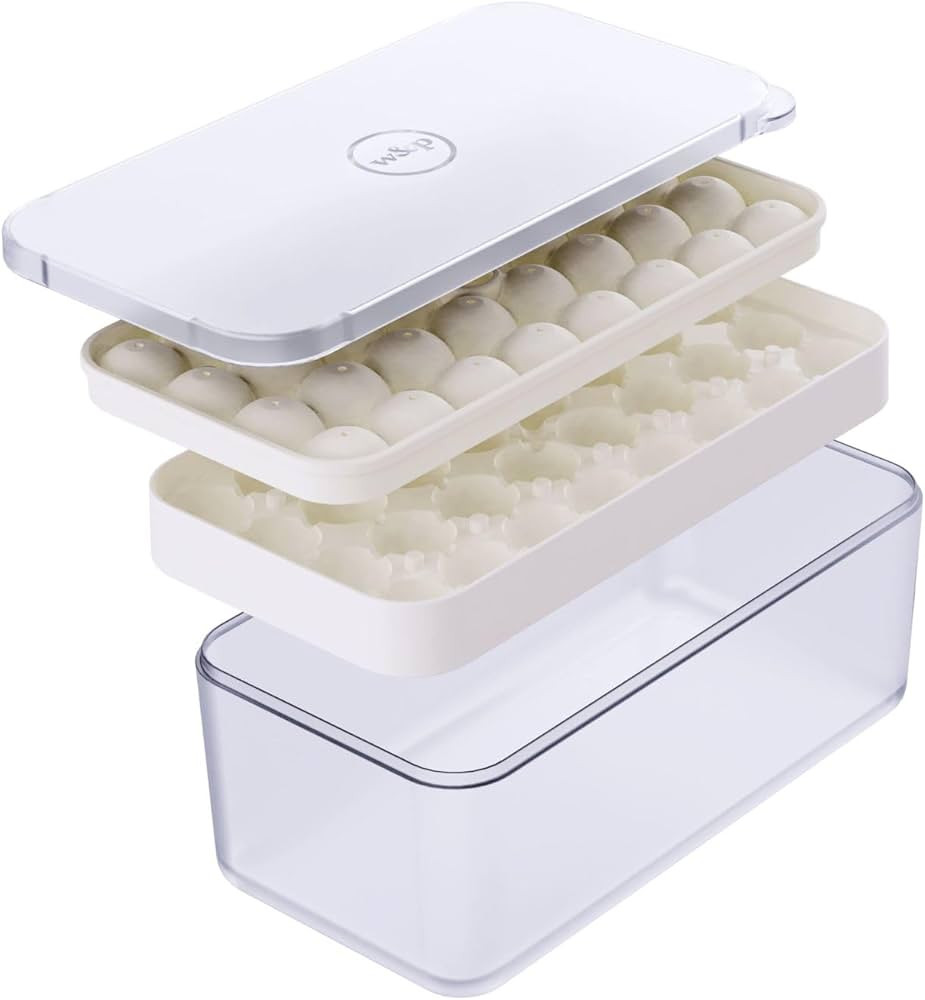 W&P Ice Ball Box Silicone Circular Ice Tray with Lid & Bin, Holds 96 Spheres, Easy Release, Space... | Amazon (US)
